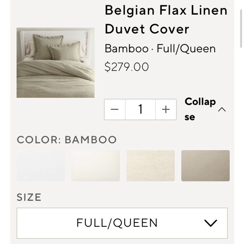 NWT Pottery Barn Full Queen Belgian Flax Linen Hemstitch Duvet /2 Standard Shams - Picture 7 of 9